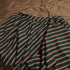 Chic Striped Skater Skirt in Green and Pink